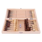 3-in-1 Wooden Chess Checkers Backgammon Set 4