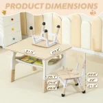 Toddler Table Set with 2 Chairs, Adjustable Height 2