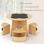 Toddler Table Chair Set 4 Storage Stools Flower 5
