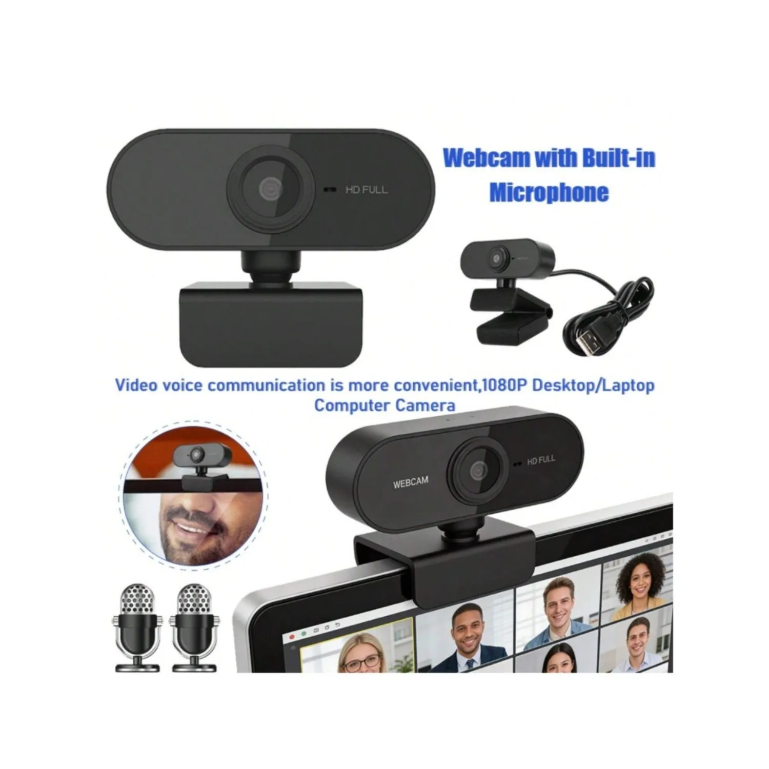 1080P HD USB Webcam with Microphone for PC 2 1080P HD USB Webcam with Microphone for PC 2