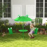 Folding Kids Table Chair Set Garden Green 2