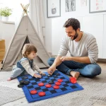 Vintage 3-in-1 Giant Checkers Mat Game Set 6