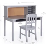 Kids Media Desk and Chair Set with Hutch - Gray 5