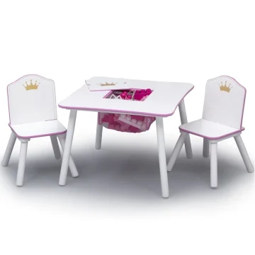 Kids Princess Crown Table Chair Set Storage Wood 2 | PricZone Kids Princess Crown Table Chair Set Storage Wood 2 | PricZone