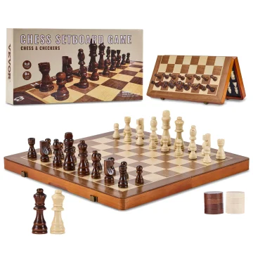 SucceBuy 15-inch Wooden 2-in-1 Chess Set 1