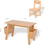Solid Wood Table and 2 Chair Set with Storage 6