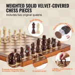 SucceBuy 15-inch Wooden 2-in-1 Chess Set 4