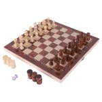 3-in-1 Wooden Chess Checkers Backgammon Set 3