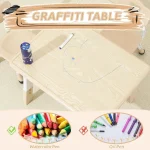 Toddler Table Set with 2 Chairs, Adjustable Height 5