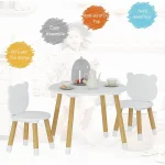 Kids Wooden Play Table Set 3-Piece White 4