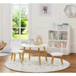 Kids Wooden Play Table Set 3-Piece White 3