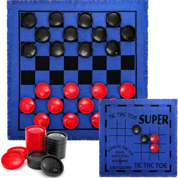 Vintage 3-in-1 Giant Checkers Mat Game Set 1