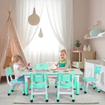 Kids Rectangle Table 6 Chairs Height Adjustable 5