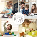 Adjustable Kids Table with 2 Chairs, Graffiti Top 6