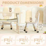 Toddler Table Set with 2 Chairs, Adjustable Height 4