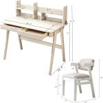 Kids Desk Chair Set Rubberwood Learning Table 6