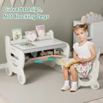 Kids Drawing Table Chair Set Art Activity Gray 3