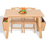 Solid Wood Table and 2 Chair Set with Storage 3