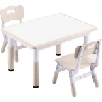 Adjustable Kids Table with 2 Chairs, Graffiti Top 1