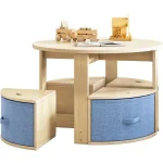 Kids Round Table Chair Set Nesting 4 Storage 1