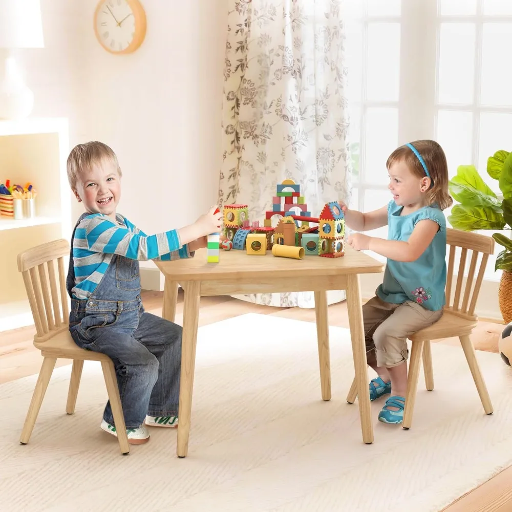 Windsor Kids Table and 2 Chair Set Rubberwood 3 Windsor Kids Table and 2 Chair Set Rubberwood 3
