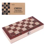 3-in-1 Wooden Chess Checkers Backgammon Set 6