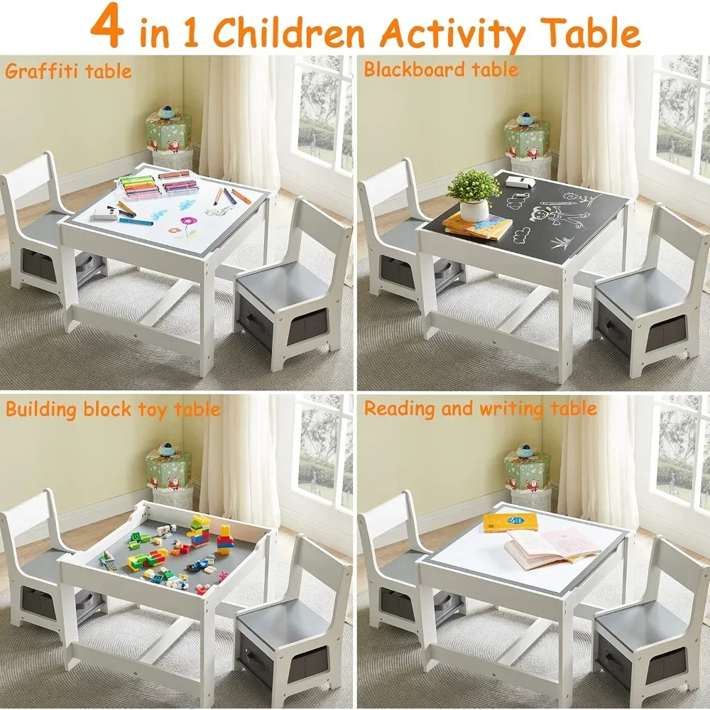 Kids 3-in-1 Wood Activity Table with Storage 3 Kids 3-in-1 Wood Activity Table with Storage 3