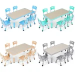 Kids Rectangle Table 6 Chairs Height Adjustable 1