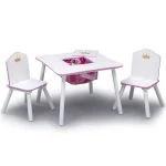 Kids Princess Crown Table Chair Set Storage Wood 5