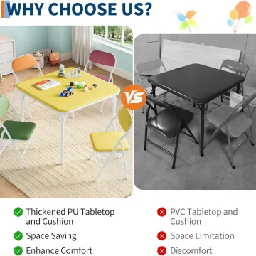 5-Piece Kids Folding Table Chair Set for Daycare 2