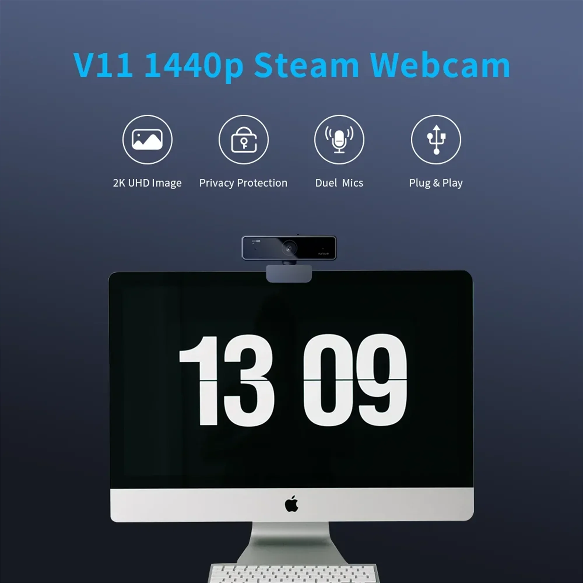 V11 2K Webcam 60FPS Mic Privacy Cover 2 V11 2K Webcam 60FPS Mic Privacy Cover 2