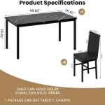 Faux Marble Dining Table Set with 6 Chairs 6