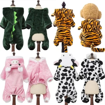 Small Dog Fleece Hooded Jumpsuit 2