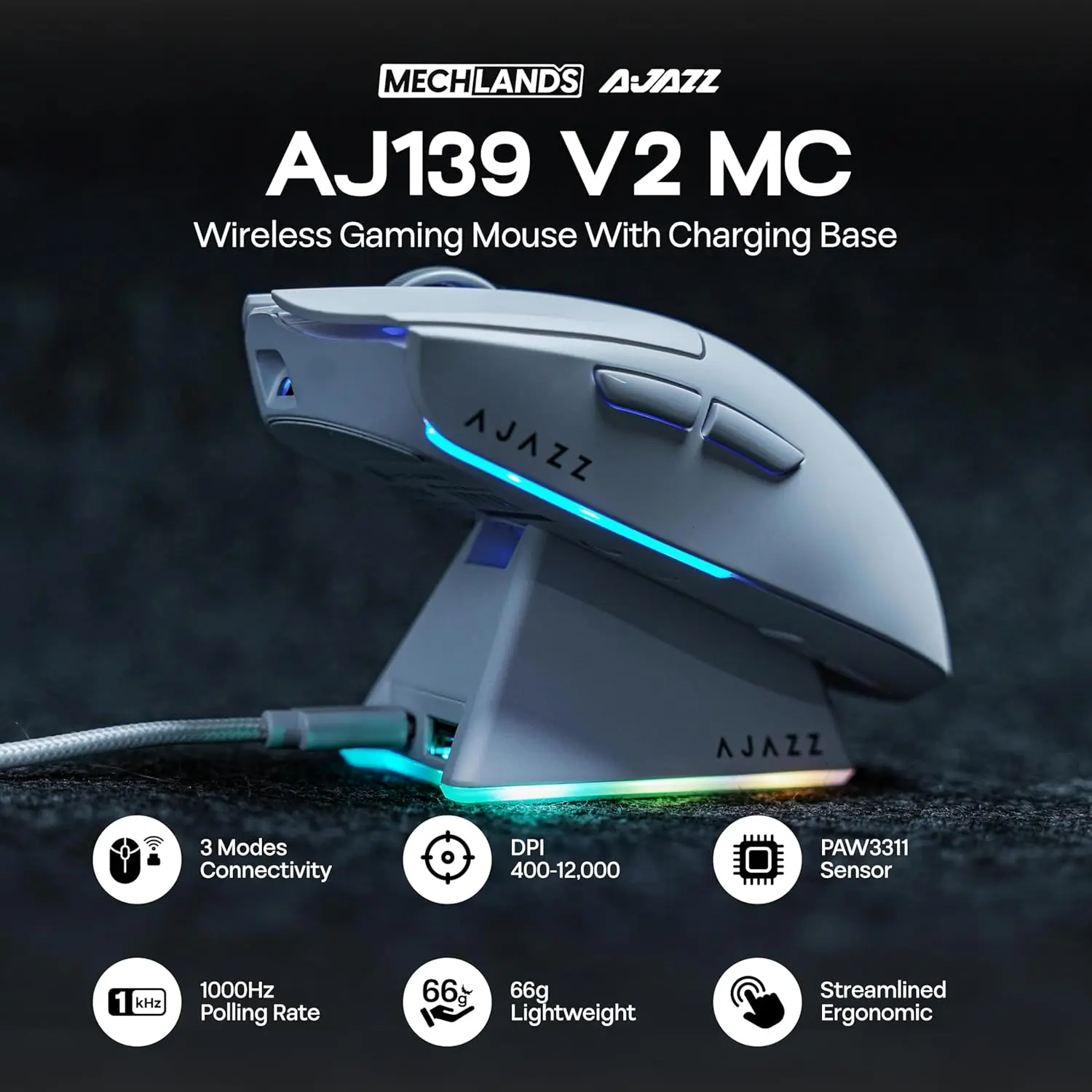 AJAZZ AJ139 V2 Dock Wireless Mouse 12000 DPI 1 AJAZZ AJ139 V2 Dock Wireless Mouse 12000 DPI 1
