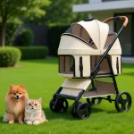 Compact 4 Wheel Pet Stroller with Carrier 1