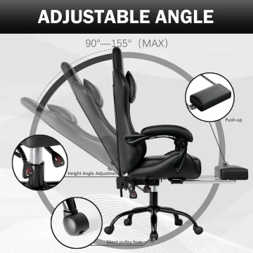 Ergonomic Reclining Gaming Chair with Footrest 2