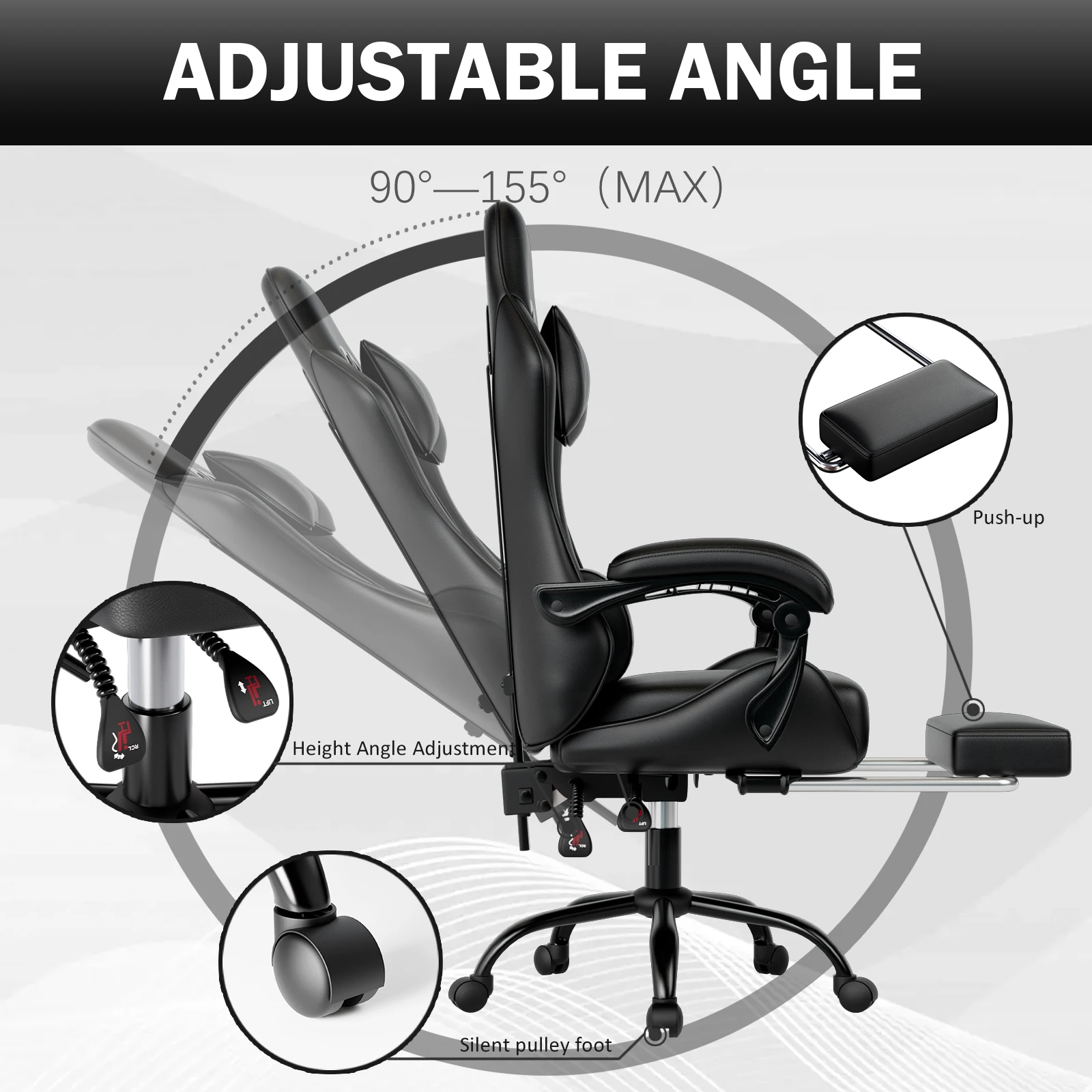 Ergonomic Reclining Gaming Chair with Footrest 2 Ergonomic Reclining Gaming Chair with Footrest 2