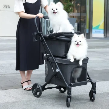 Foldable Double Pet Stroller for Cats and Dogs 2