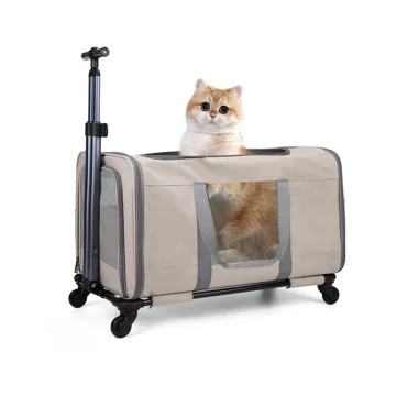 Double Cat Carrier Trolley with Wheels 1