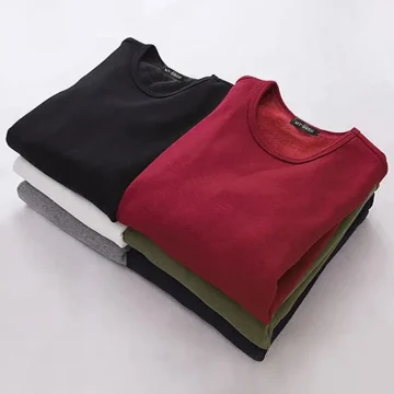 Thermal Velvet Long Sleeve Round Neck Shirt 1