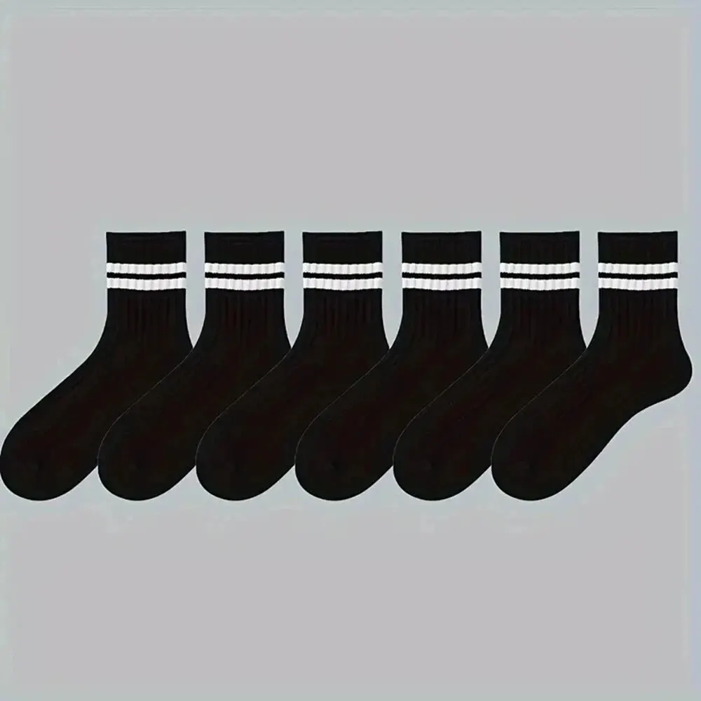 Casual Striped Mid Tube Socks 6 Pairs 5 Casual Striped Mid Tube Socks 6 Pairs 5