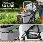 4-Wheel Pet Stroller with Detachable Carrier 6