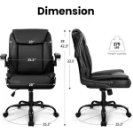 Ergonomic Mid-Back Leather Office Chair with Adjustable Armrests and Wheels for Computer Desk and Gaming 3