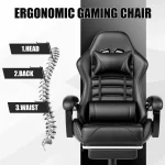 Ergonomic Reclining Gaming Chair with Footrest 5