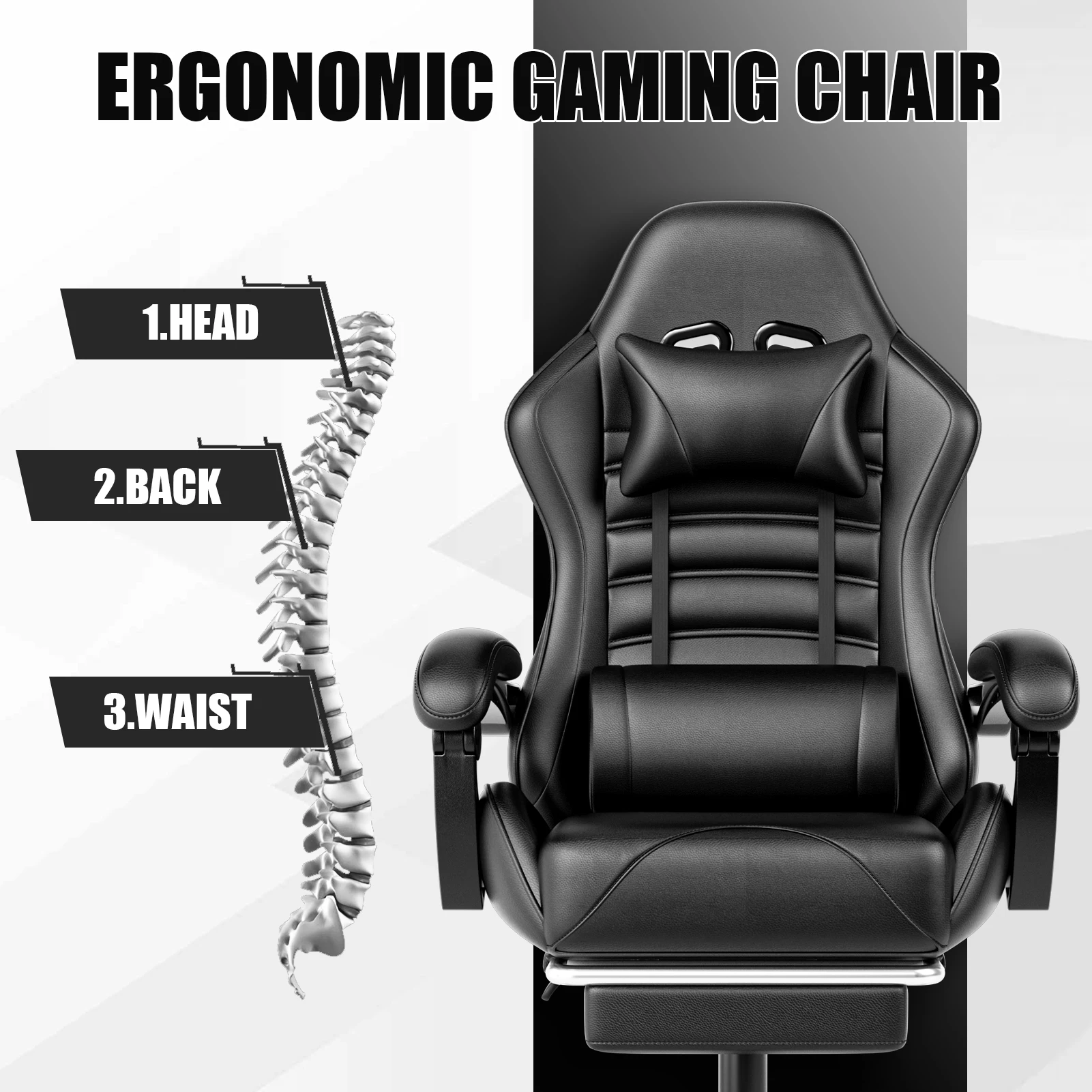 Ergonomic Reclining Gaming Chair with Footrest 5 Ergonomic Reclining Gaming Chair with Footrest 5