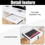 White Lockable Reception Desk with Keyboard Tray 3