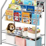 Kids Grey Bookshelf Toy Organizer 32-Inch 1