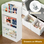 Kids Reading Nook Bookshelf Bench with Drawers 5
