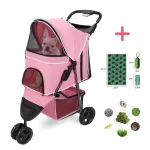 3 Wheel Foldable Pet Stroller with Basket 1