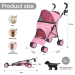 4-Wheel Pet Stroller with Brakes and Storage 4